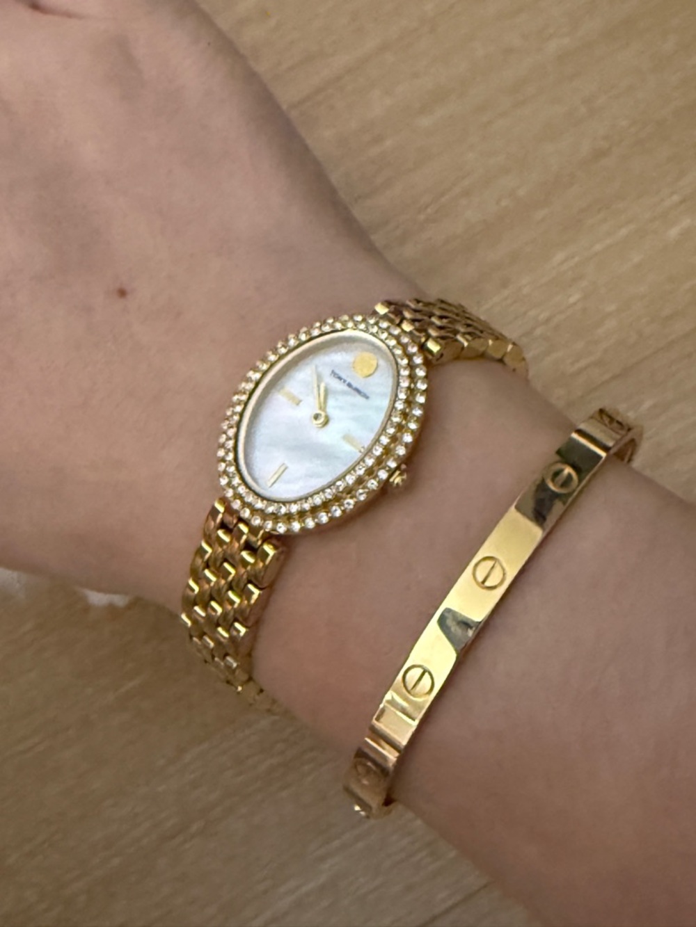 Tory Burch Oval Watch Crystal and Mother of Pearl